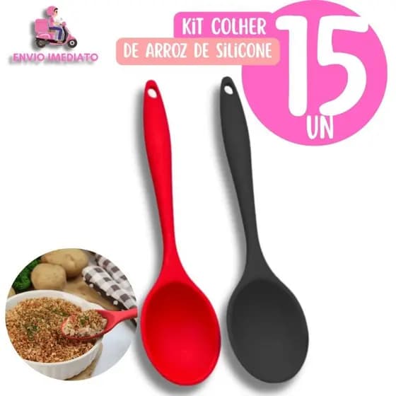 15 Colheres de Silicone Redonda de 26,8cm Para Arroz Maionese Farofa Utensílios de Cozinha