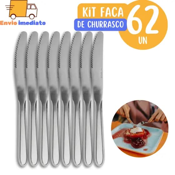 Kit com 200 unidades Facas em Aço Inox 21cm para Restaurantes Buffet Casa Bares