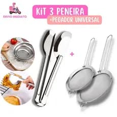 Pegador de Universal com 2 Peneiras 100% aço Inox para Legumes Arroz Cozinha Restaurantes Buffet Bar