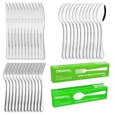 Jogo de Talheres Inox Garfo Faca e Colher de Sopa Mesa C/36pçs Continental Restaurante Lanchonete