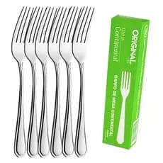 Jogo Garfo de Mesa Inox CX C/6 Continental Original Line Talheres Louça Faqueiro Jantar Mesa Posta