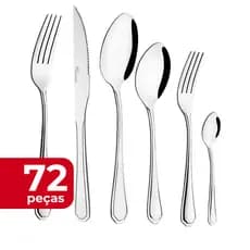 Jogo de Talheres Inox 72 peças Continental Cozinha Louça Lanchonete Restaurante Buffet