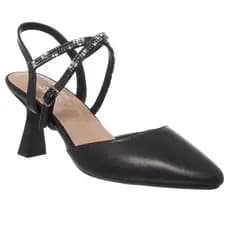 Scarpin Feminino Slingback Bico Fino Salto Taça Baixo Strass Brilho