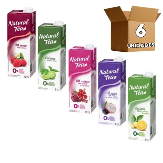 Kit 6 Chá Gelado Natural Tea 1 Litro - Escolha O Sabor