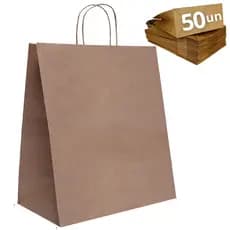 Sacola Delivery Papel Kraft M 32x23x10 - Caixa C/ 50un