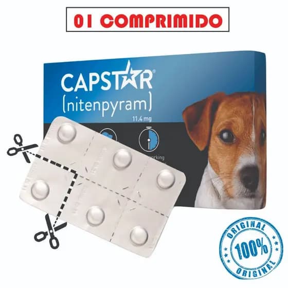 Capstar Remédio para Pulgas e Carrapatos Remédio para Carrapatos Cachorro e Gato até 11kg 1 Comprim.