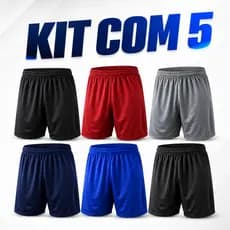 Kit 5 Calção Liso Bermuda Masculino Academia Treino Futebol Esportivo Elastico