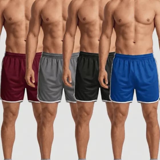 KIT 4 Shorts Bermuda Slide Fit Faixa Lateral Masculino Academia Treino Esporte Corrida Exercícios