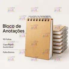 Bloco de Anotações 90 FOLHAS com CAPA RIGIDA e Bloquinho Folha BRANCA SUSTENTAVEL