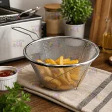 Cesto REFORÇADO Fritura GRANDE 18 CM Petiscos Acompanhamentos Premium Inox