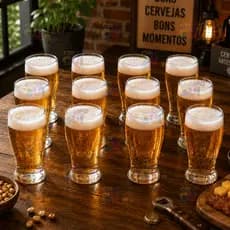 Jogo de Copo 12 Peças De Vidro Cerveja 350ml Restaurante Tulipa Tulipinha Bar Buffet Chopp Caneca