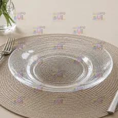 Jogo de Prato de Vidro 6 PEÇAS LISO TRANSPARENTE Crystal Louça Cozinha Decoração Mesa Temperado