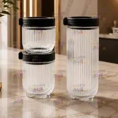 Jogo de Potes 3 Peças TAMPA COM TRAVA EMPILHAVEL Vidro 450ml 940ml 1,4L Porta Condimento