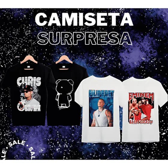Kit 2 Camisetas Surpresas  Queima de Estoque Super Saldão Camisa Blusa Algodão Unissex Camiseta Surpresa Adulto
