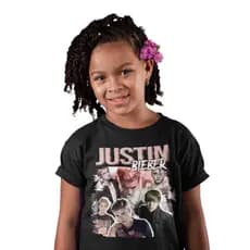 Camiseta Infantil Algodão Camisa Blusa Cantor Artista Pop Justin Bieber