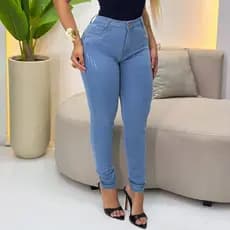 Calça Jeans Feminina cintura alta skinny com lycra estica elastano