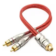 Cabo Coaxial Rca Y Blindado 2 Machos E 1 Fêmea 30cm Cobre