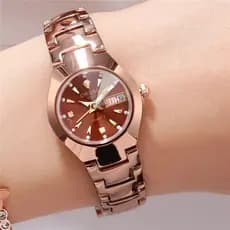Relógio brilhante de moda feminina temperamento calendário de aço luminoso automático relógio de quartzo à prova d'água