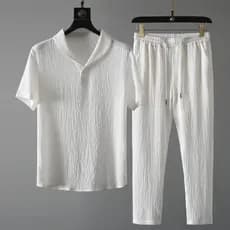 (Calças De Camisa) 2023 Verão Moda Masculina Clássico Camisas Casuais Um Conjunto De Roupas Tamanho M-4XL