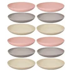 Prato Para Sobremesa De Bambu Kit 12 Peças 20cm Escolha Sua Cor