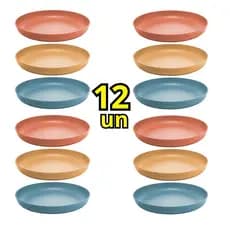 Prato De Bambu Para Sobremesa 20cm 12 Unidades Escolha Sua Cor
