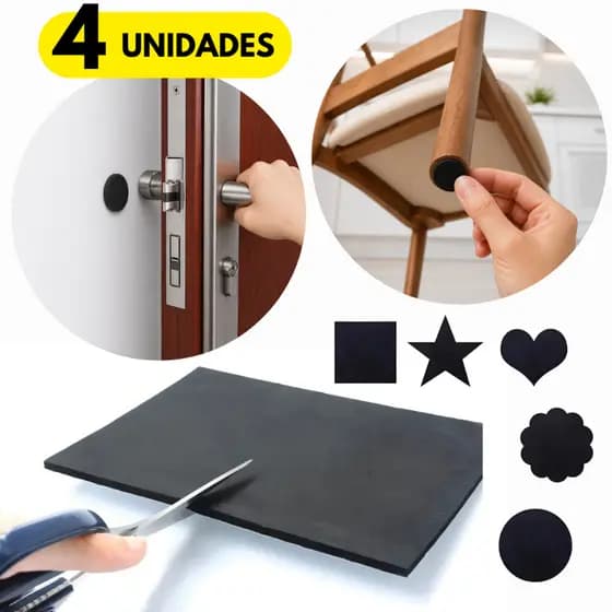Feltro Adesivo Para Móveis 45cm X 24cm Kit 4 Unidades Protetor Piso Pé Cadeira