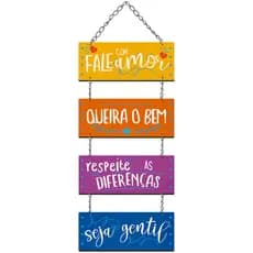 Placa Decorativa Em Mdf - Fale Com Amor, Queira - 20 X 59 Cm