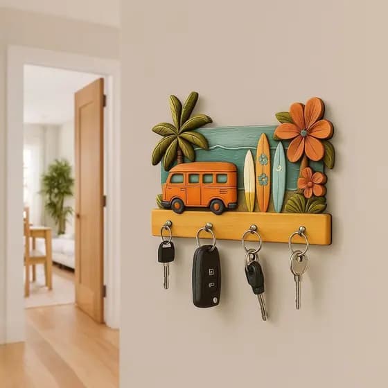 Porta-Chave Decorativo de Parede-Beach Vibes 24,5x17cm(Não é relevo)