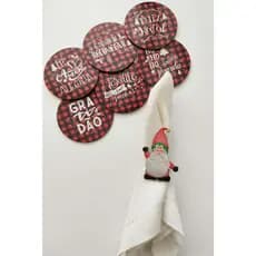 KIT MESA POSTA NATAL - 6 ANÉIS DE GUARDANAPO+6 PORTA COPOS- NATAL GRATIDÃO