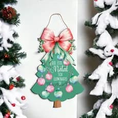 NATAL DECOR HOME NATAL - ADEREÇO DE PORTA - ÁRVORE VERDE - 21,5X41,5CM