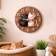 Relógio de Parede Gatos Casal Decorativo Madeira (Não é relevo)