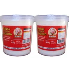 Gordura De Porco Banha Suina Artesanal 100% Pura Saudável 2 Potes 900g