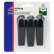 TRAVA DE PORTA - KIT COM 3 PÇ -  MATERIAL PLÁSTICO - COR: PRETO