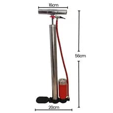 Bomba de Ar de Alumínio Manual com Manômetro +  COM ADAPTADORES - Forte e Completa - TAM 56cm - COM VIDEO EXPLICATIVO