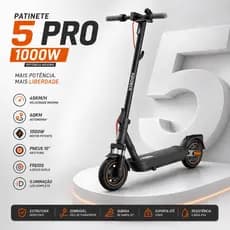 Patinete Elétrico Scooter 5 Pro Dobravel 25 KM/H - Preto Autonomia 60km Patinete scooter
