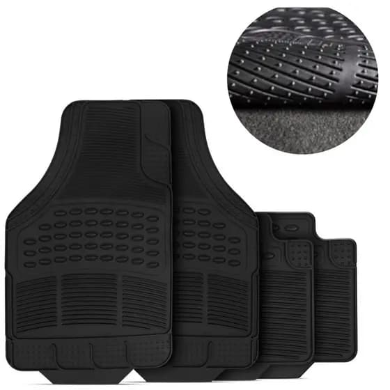 Jogo Tapetes Carro Borracha Universal Pvc 4 Peças Flash Tapetes Preto