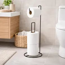 Suporte Porta Papel Higiênico De Chão Para Banheiro Ferro Resistente Design Moderno Prático Luxo  Fg