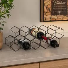 Kit 2 Adega De Mesa Empilhável Porta 5 Garrafas Suporte Organizador Vinho Cozinha E Bar Aço Promoção