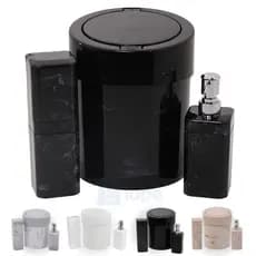Kit Banheiro 3 Peças Lixeira + Porta Escova + Porta Sabonete Líquido
