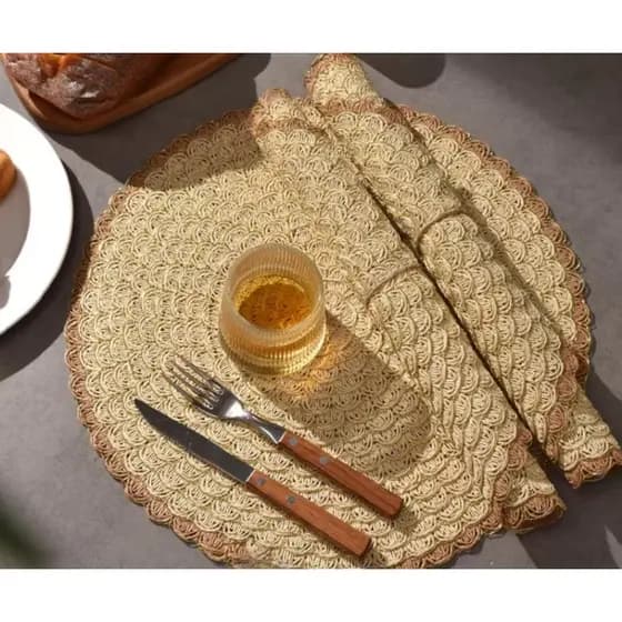 6 ou 12 Peças Jogo Americano Kit Trançado Redondo para Mesa de Jantar Sousplat Decorativo