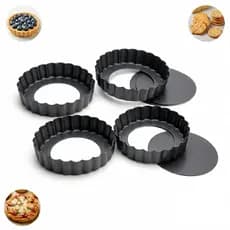 Kit 4 Formas de Bolo Antiaderentes com Fundo Removível de Aço Carbono
