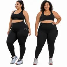 Kit 2 Calças Legging PLUS SIZE Cós Alto Suplex Premium Fitness Corrida Trabalho