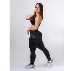 Calça Legging C/ Bolso Cos Alto Grosso E Costura Reforçada Corrida Caminhada