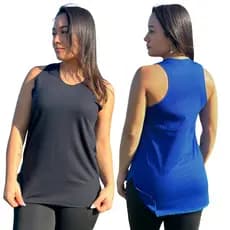 Kit 2 Camisetas Feminina Tapa Bumbum Malha PV Overlokada Academia Caminhada Fitness