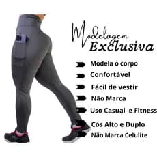 Calça Legging C/ Bolso Suplex Cós Alto Grossa Caminhada Academia Trabalho
