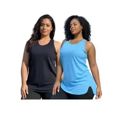 Kit 2 Regatas Feminina Tapa Bumbum Fitness Camiseta Caminhada Yoga