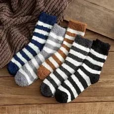 Kit 6 pares meias Femininas masculinas De Lã Felpuda Grossa Para Frio Quente Adulto Outono E Inverno Térmica