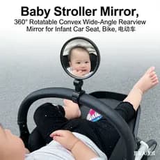 Espelho Para Carrinho De Bebê , 360 ° Retrovisor Convexo Giratório Grande Angular , Refletor Universal Com Braçadeira Se