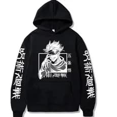 Pulover Flanelado Algodão Canguru Infantil Jujutsu Kaisen Satoro Gojo Anime Lançamento Envio Imediato