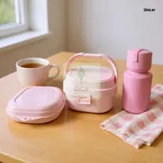 Kit Infantil Marmita com Divisória 660ml Sanduicheira e Garrafinha de Agua 280ml - Lancheira Pequena